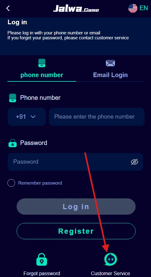 Click on customer service option